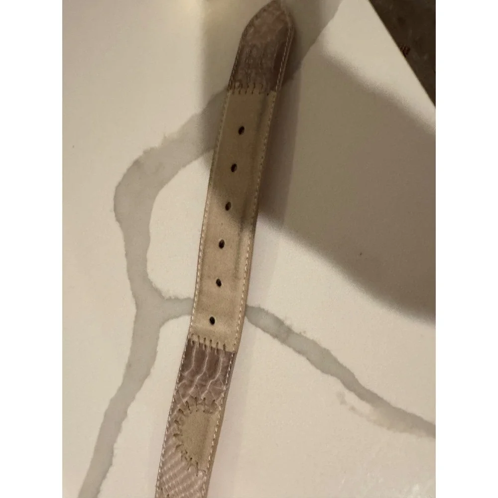 Made in Italy Women Beige‎ Snakeskin Suede Patchwork Leather Belt 100